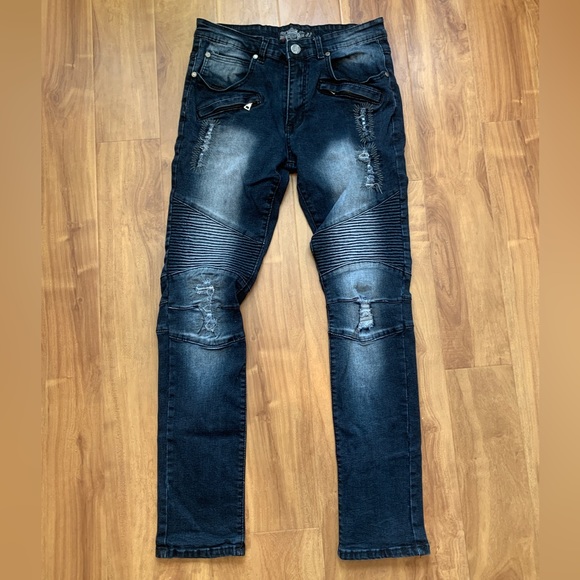 Unisex Distressed Denim ‘One Culture’ Jeans Size 32 - Picture 2 of 10